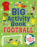 Book cover of 'Big Activity Book Football' with sports-themed illustrations on a green background.
