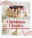 Book cover of 'Christmas Classics' with a dessert on a stand and red text.