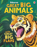 Book cover of 'Great Big Animals' with a tiger illustration and Usborne logo.