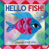 Book cover of 'Hello Fish!' with a colorful fish illustration and vibrant colors.