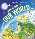 Book cover of 'Look Inside Our World' with colorful illustrations and text.